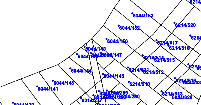 Parcela st. 6044/147 v KÚ Staré Město u Uherského Hradiště, Katastrální mapa