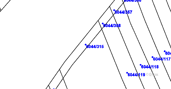 Parcela st. 6044/315 v KÚ Staré Město u Uherského Hradiště, Katastrální mapa