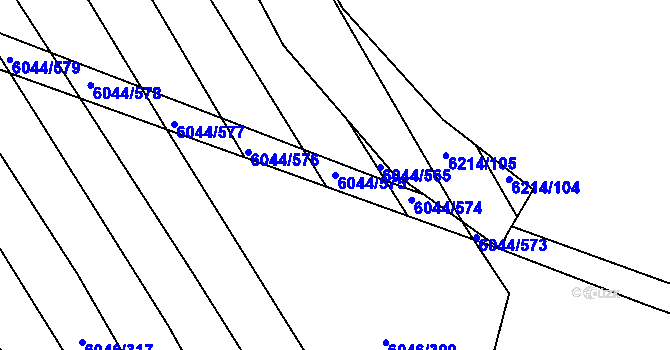 Parcela st. 6044/575 v KÚ Staré Město u Uherského Hradiště, Katastrální mapa