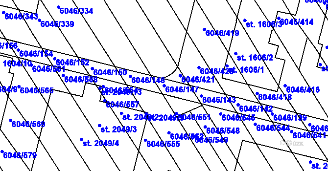 Parcela st. 6046/147 v KÚ Staré Město u Uherského Hradiště, Katastrální mapa