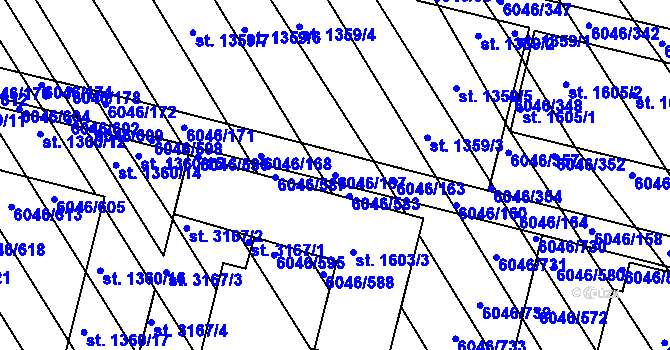 Parcela st. 6046/167 v KÚ Staré Město u Uherského Hradiště, Katastrální mapa