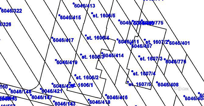 Parcela st. 6046/414 v KÚ Staré Město u Uherského Hradiště, Katastrální mapa