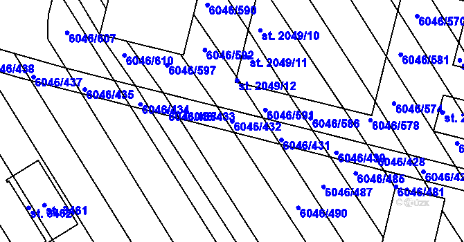 Parcela st. 6046/432 v KÚ Staré Město u Uherského Hradiště, Katastrální mapa
