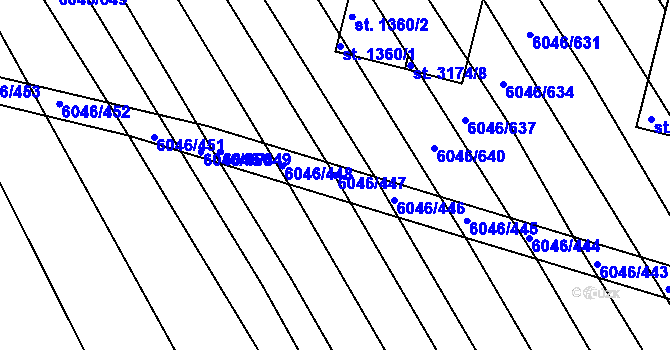 Parcela st. 6046/447 v KÚ Staré Město u Uherského Hradiště, Katastrální mapa