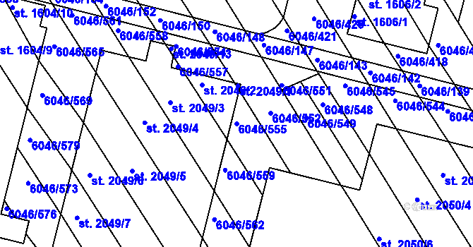 Parcela st. 6046/555 v KÚ Staré Město u Uherského Hradiště, Katastrální mapa