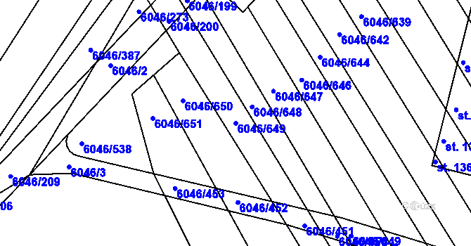 Parcela st. 6046/649 v KÚ Staré Město u Uherského Hradiště, Katastrální mapa