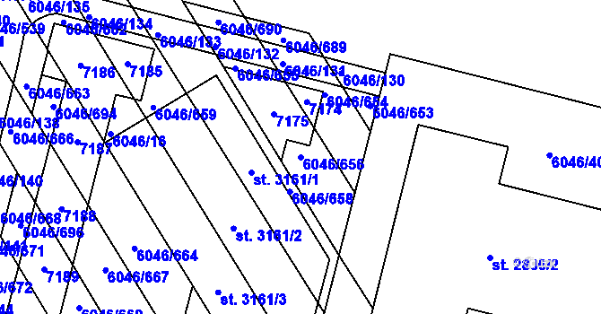 Parcela st. 6046/656 v KÚ Staré Město u Uherského Hradiště, Katastrální mapa