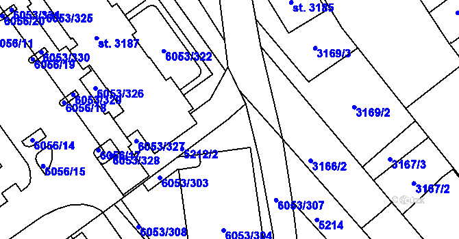 Parcela st. 6053/306 v KÚ Staré Město u Uherského Hradiště, Katastrální mapa