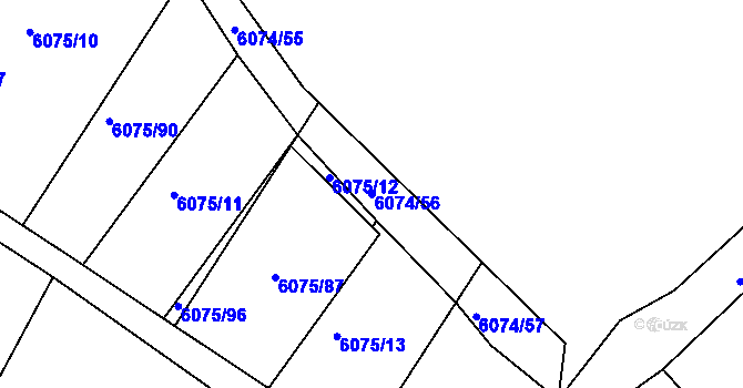 Parcela st. 6074/56 v KÚ Staré Město u Uherského Hradiště, Katastrální mapa