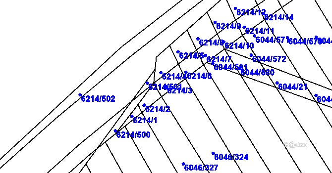 Parcela st. 6214/3 v KÚ Staré Město u Uherského Hradiště, Katastrální mapa