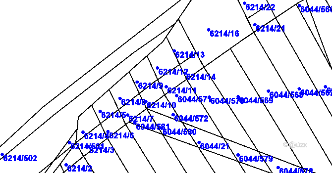 Parcela st. 6214/11 v KÚ Staré Město u Uherského Hradiště, Katastrální mapa