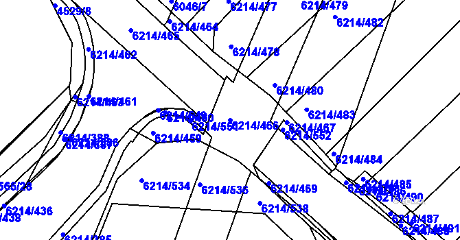 Parcela st. 6214/466 v KÚ Staré Město u Uherského Hradiště, Katastrální mapa
