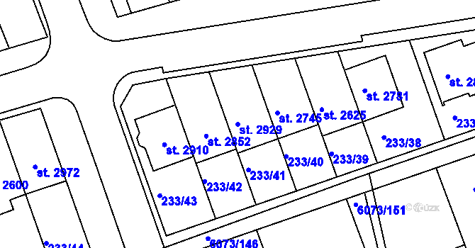 Parcela st. 2929 v KÚ Staré Město u Uherského Hradiště, Katastrální mapa