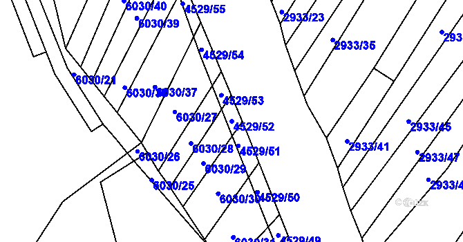 Parcela st. 4529/52 v KÚ Staré Město u Uherského Hradiště, Katastrální mapa