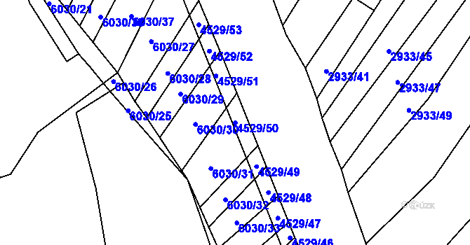 Parcela st. 4529/50 v KÚ Staré Město u Uherského Hradiště, Katastrální mapa
