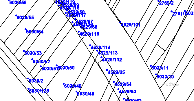 Parcela st. 4529/113 v KÚ Staré Město u Uherského Hradiště, Katastrální mapa