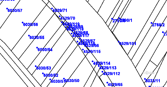 Parcela st. 4529/66 v KÚ Staré Město u Uherského Hradiště, Katastrální mapa