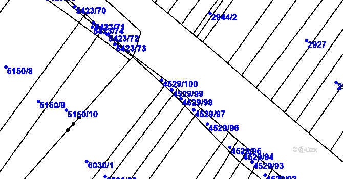 Parcela st. 4529/99 v KÚ Staré Město u Uherského Hradiště, Katastrální mapa