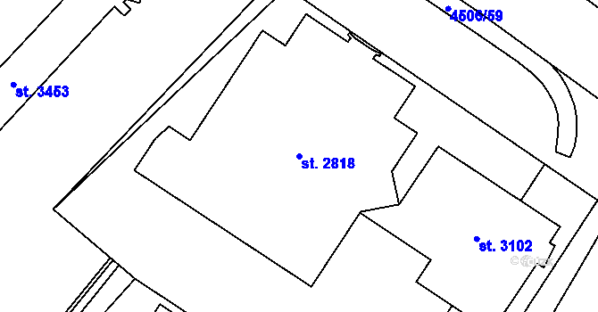 Parcela st. 2818 v KÚ Staré Město u Uherského Hradiště, Katastrální mapa