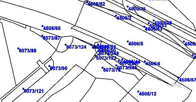 Parcela st. 6073/248 v KÚ Staré Město u Uherského Hradiště, Katastrální mapa
