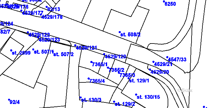 Parcela st. 4529/120 v KÚ Staré Město u Uherského Hradiště, Katastrální mapa