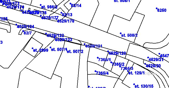 Parcela st. 4529/121 v KÚ Staré Město u Uherského Hradiště, Katastrální mapa