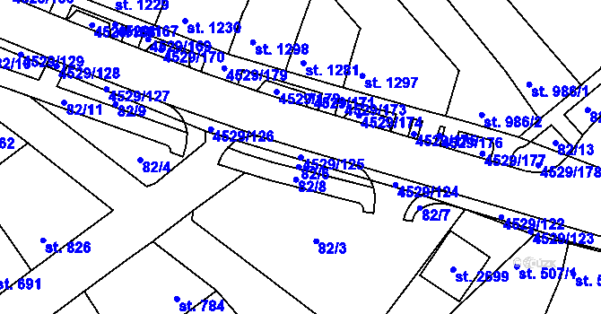 Parcela st. 4529/125 v KÚ Staré Město u Uherského Hradiště, Katastrální mapa