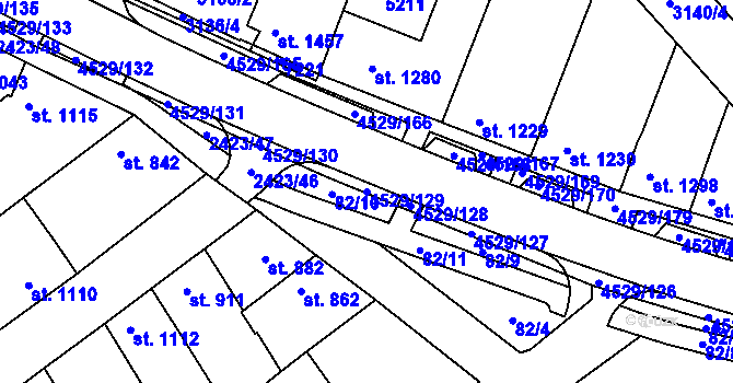 Parcela st. 4529/129 v KÚ Staré Město u Uherského Hradiště, Katastrální mapa
