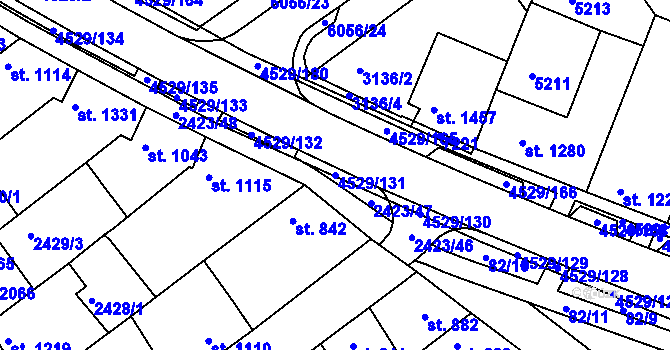 Parcela st. 4529/131 v KÚ Staré Město u Uherského Hradiště, Katastrální mapa