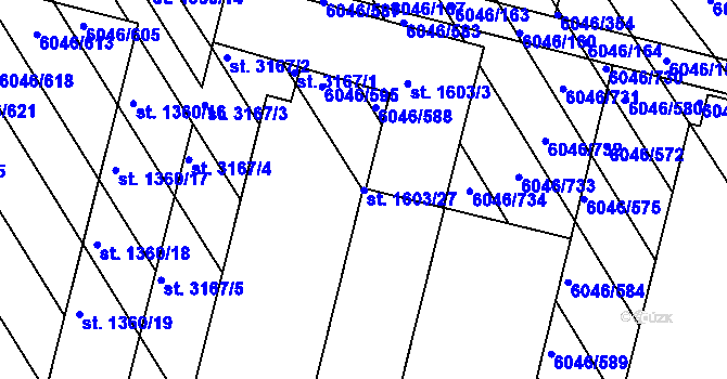 Parcela st. 6046/780 v KÚ Staré Město u Uherského Hradiště, Katastrální mapa