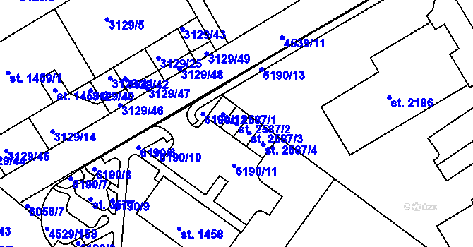 Parcela st. 2587/2 v KÚ Staré Město u Uherského Hradiště, Katastrální mapa