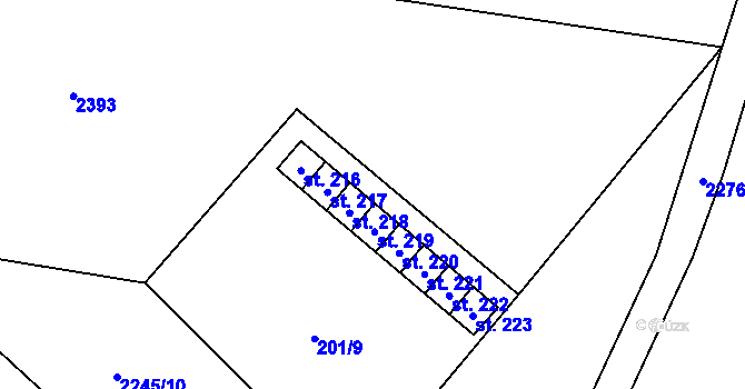 Parcela st. 201/11 v KÚ Staré Oldřůvky, Katastrální mapa