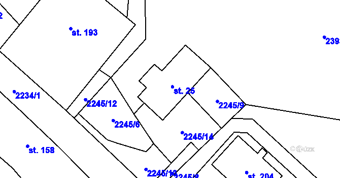 Parcela st. 25 v KÚ Staré Oldřůvky, Katastrální mapa
