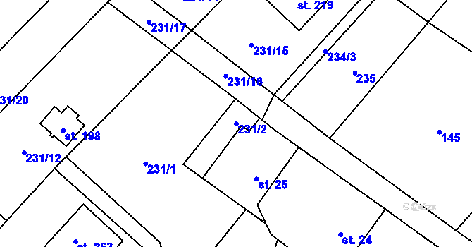 Parcela st. 231/2 v KÚ Staré Ransko, Katastrální mapa