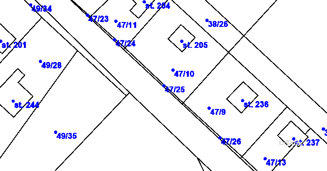 Parcela st. 47/25 v KÚ Staré Ransko, Katastrální mapa
