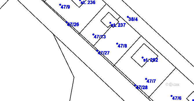 Parcela st. 47/27 v KÚ Staré Ransko, Katastrální mapa