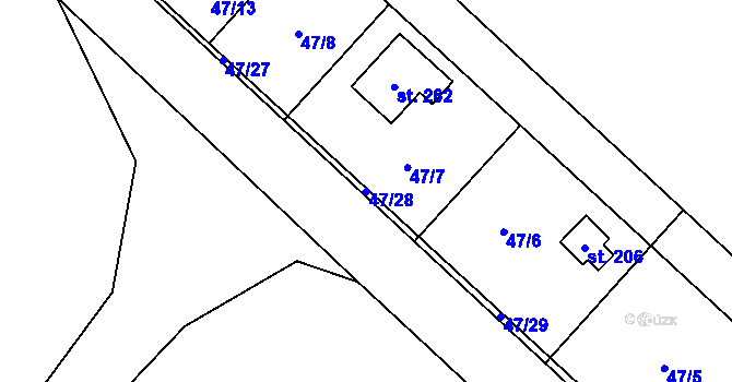 Parcela st. 47/28 v KÚ Staré Ransko, Katastrální mapa