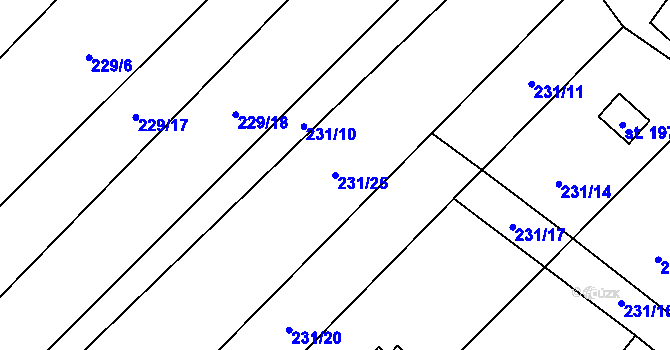 Parcela st. 231/25 v KÚ Staré Ransko, Katastrální mapa