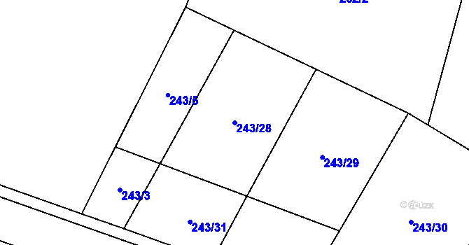 Parcela st. 243/28 v KÚ Staré Ransko, Katastrální mapa
