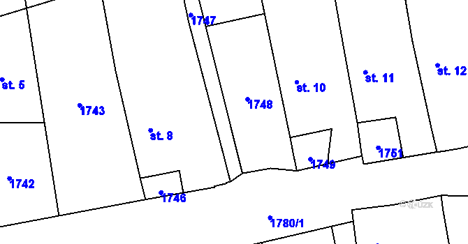Parcela st. 9/1 v KÚ Mchov, Katastrální mapa