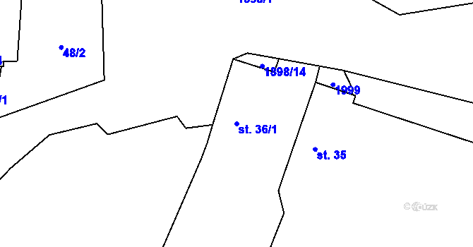 Parcela st. 36/1 v KÚ Nové Sedliště, Katastrální mapa