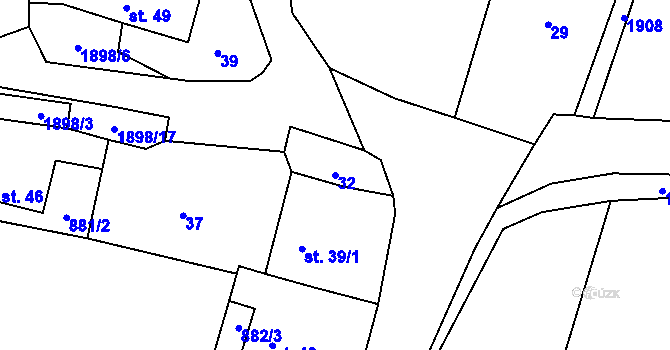 Parcela st. 32 v KÚ Nové Sedliště, Katastrální mapa