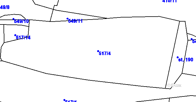 Parcela st. 517/4 v KÚ Nové Sedliště, Katastrální mapa