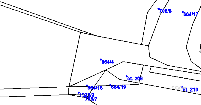 Parcela st. 664/2 v KÚ Nové Sedliště, Katastrální mapa