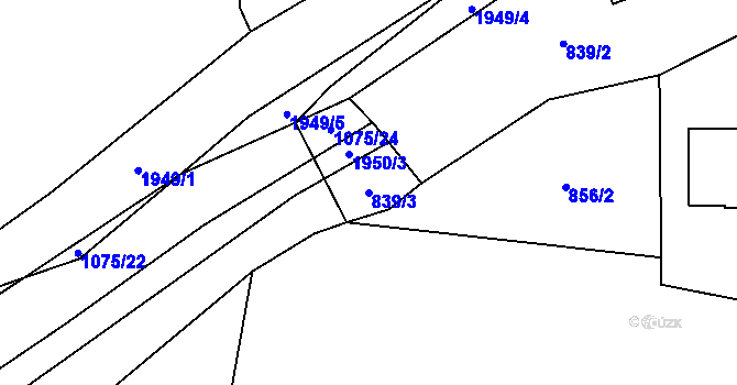 Parcela st. 839/3 v KÚ Nové Sedliště, Katastrální mapa