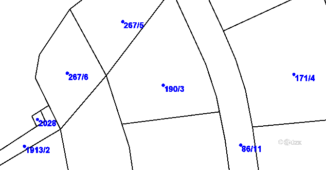 Parcela st. 190/3 v KÚ Nové Sedliště, Katastrální mapa