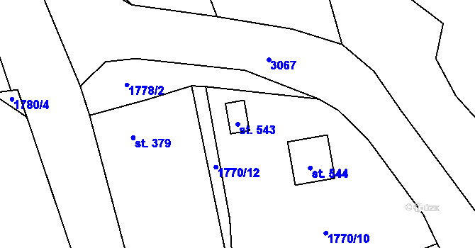 Parcela st. 543 v KÚ Staré Sedliště, Katastrální mapa