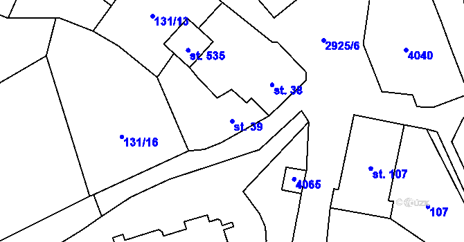 Parcela st. 39 v KÚ Staré Sedliště, Katastrální mapa