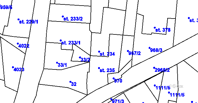 Parcela st. 234 v KÚ Staré Sedliště, Katastrální mapa