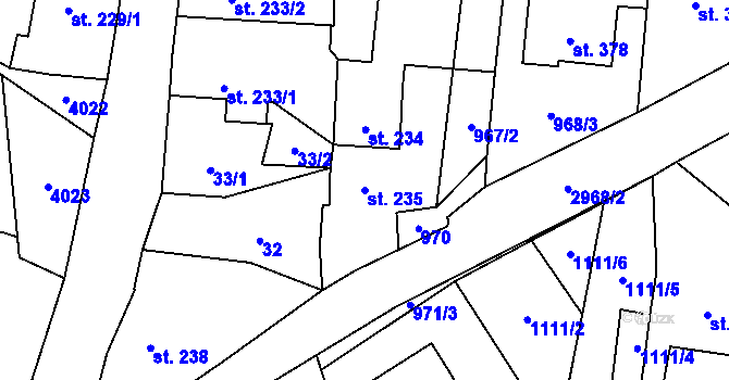 Parcela st. 235 v KÚ Staré Sedliště, Katastrální mapa